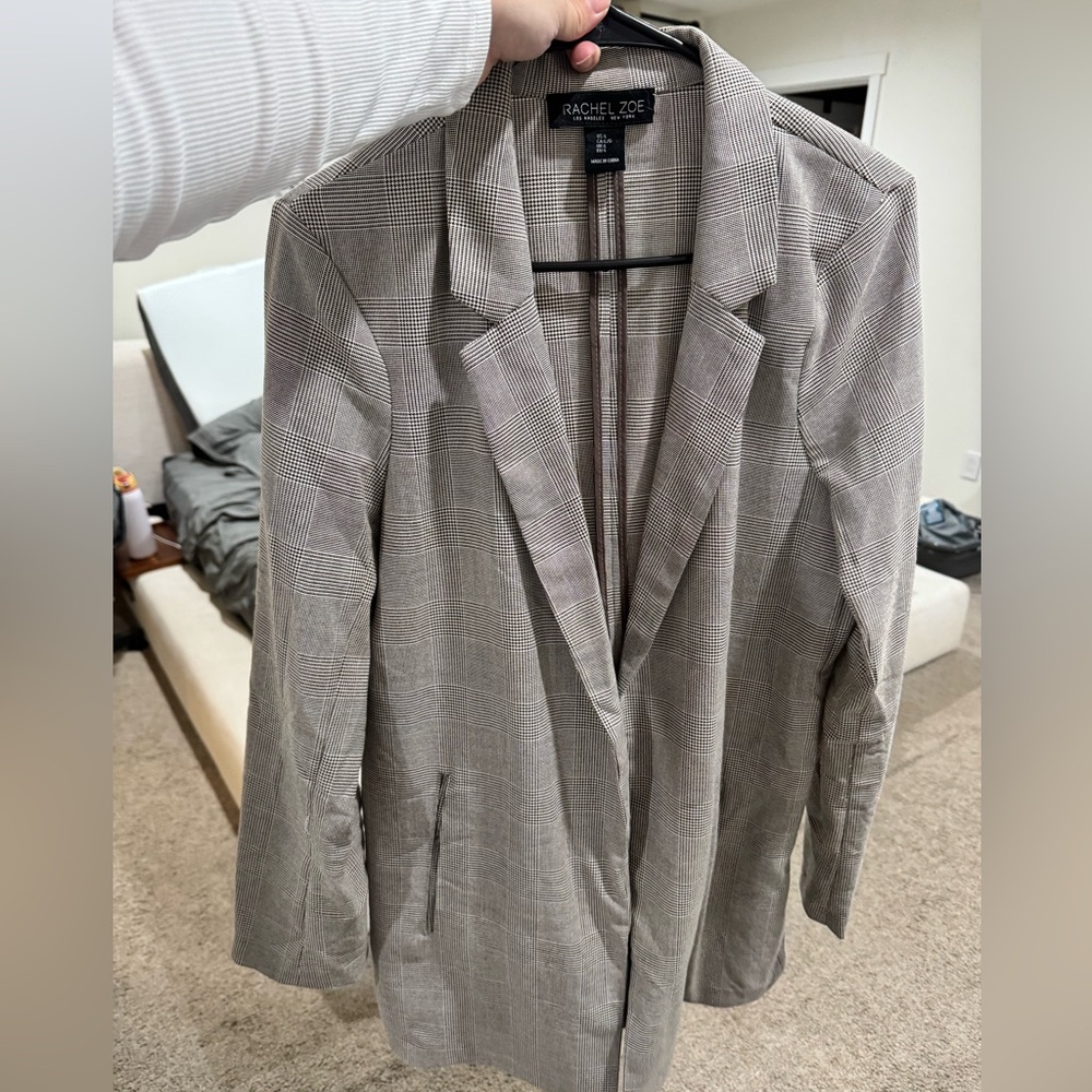Rachel Zoe Tan Checkered Blazer